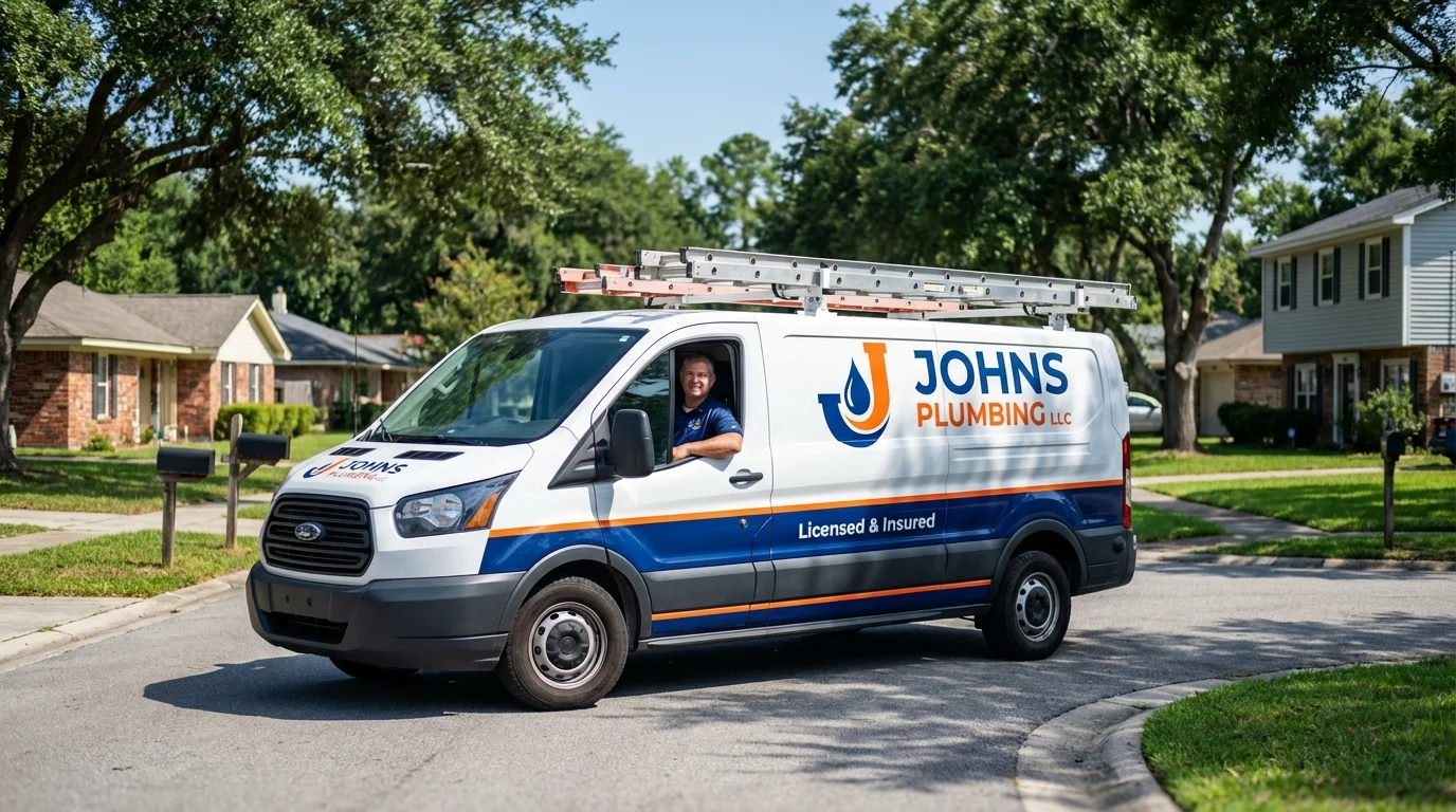 Johns Plumbing LLC service van in Collinsville, OK
