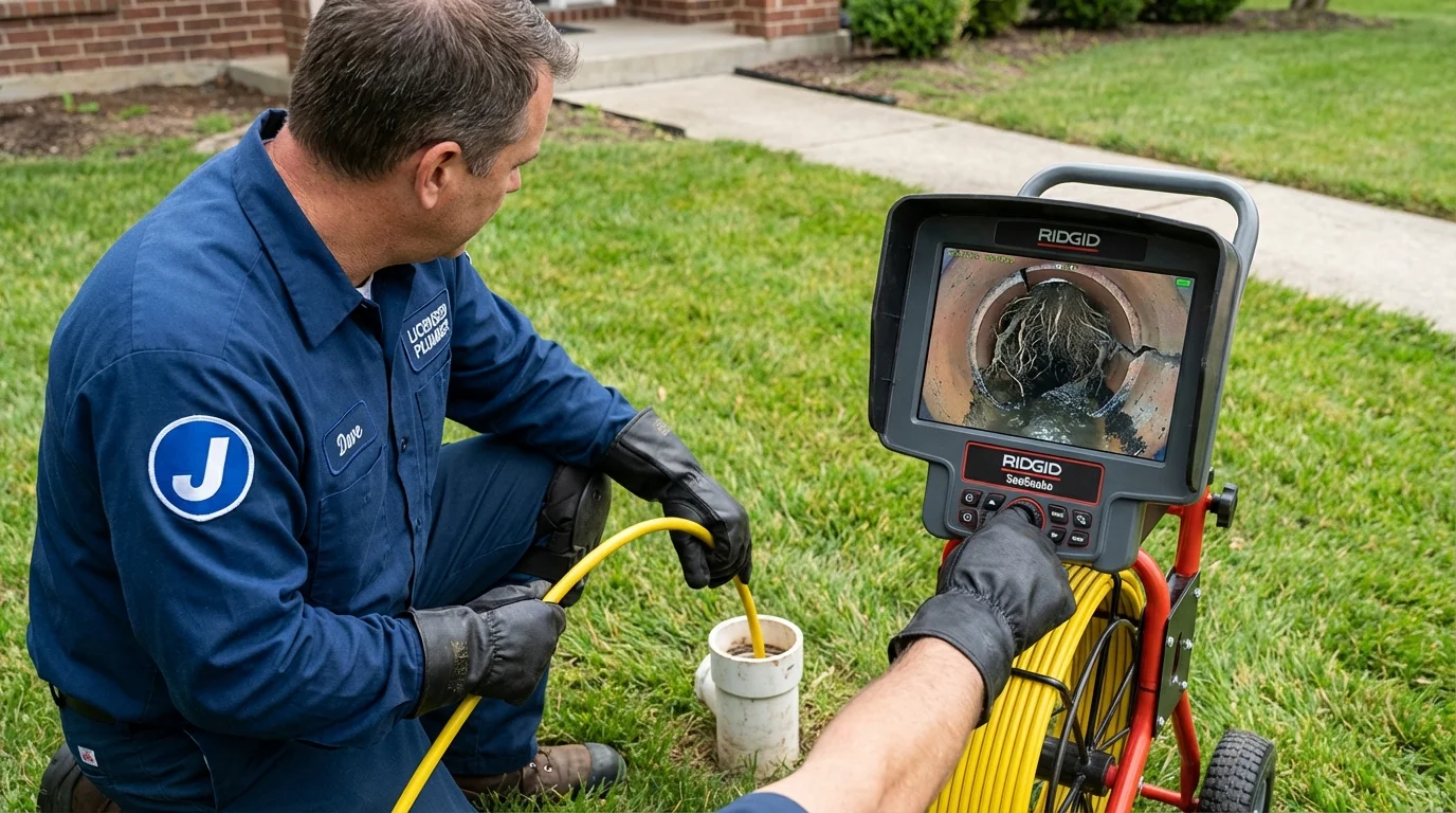 Sewer camera inspection being performed by Johns Plumbing LLC in Collinsville